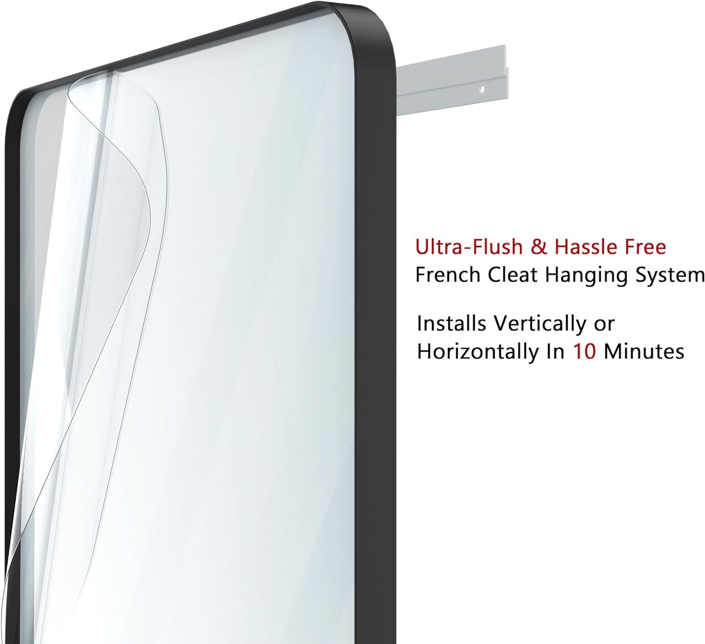 Black 18x26 Inch Bathroom Mirror Over Vanity Wall Mount