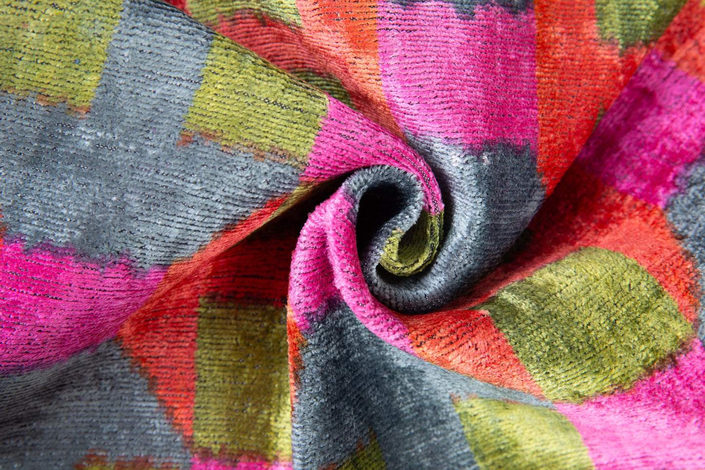 Handmade Velvet Throw Pillow - 16x16 Inches, Naturally Vegetable-Dyed, Premium Down Feather Insert - Multicolor Geometric Checkered Design, Luxury Home Decor Accent