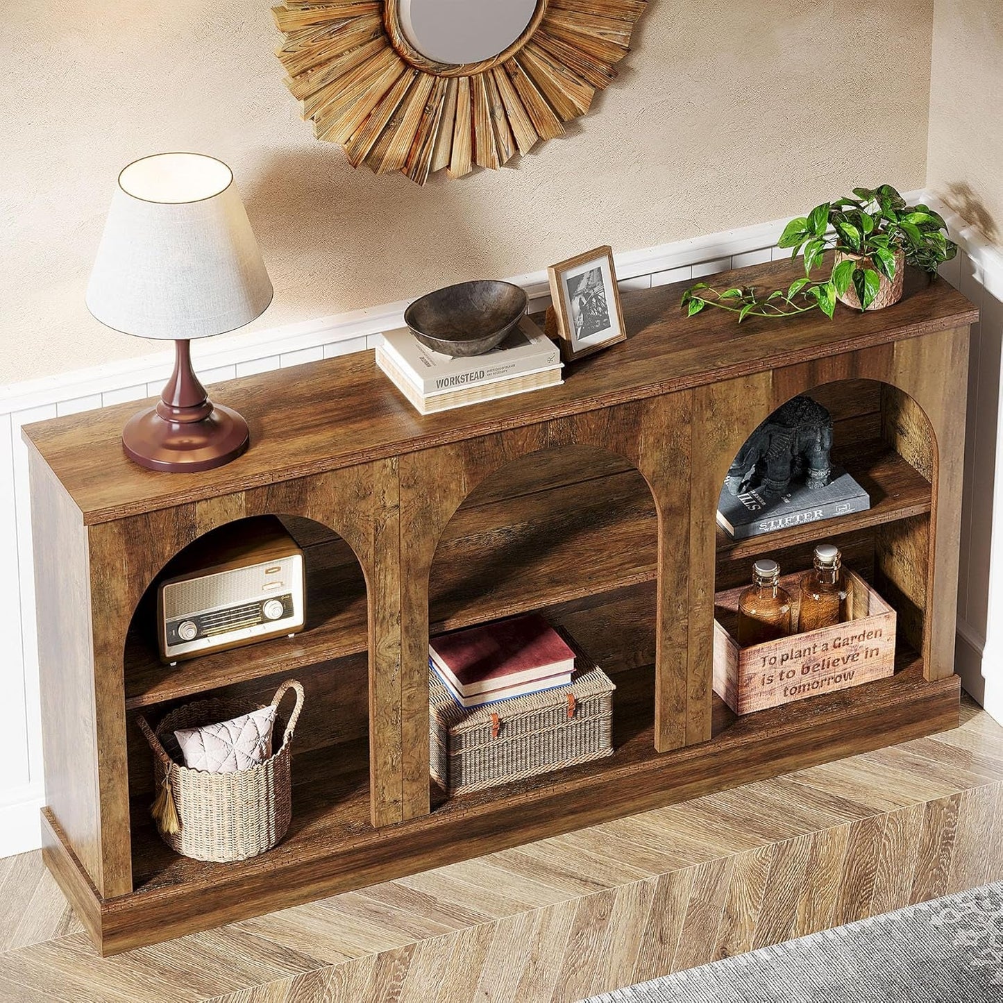 63 Inch Console Table Three Tier Storage for Entryway