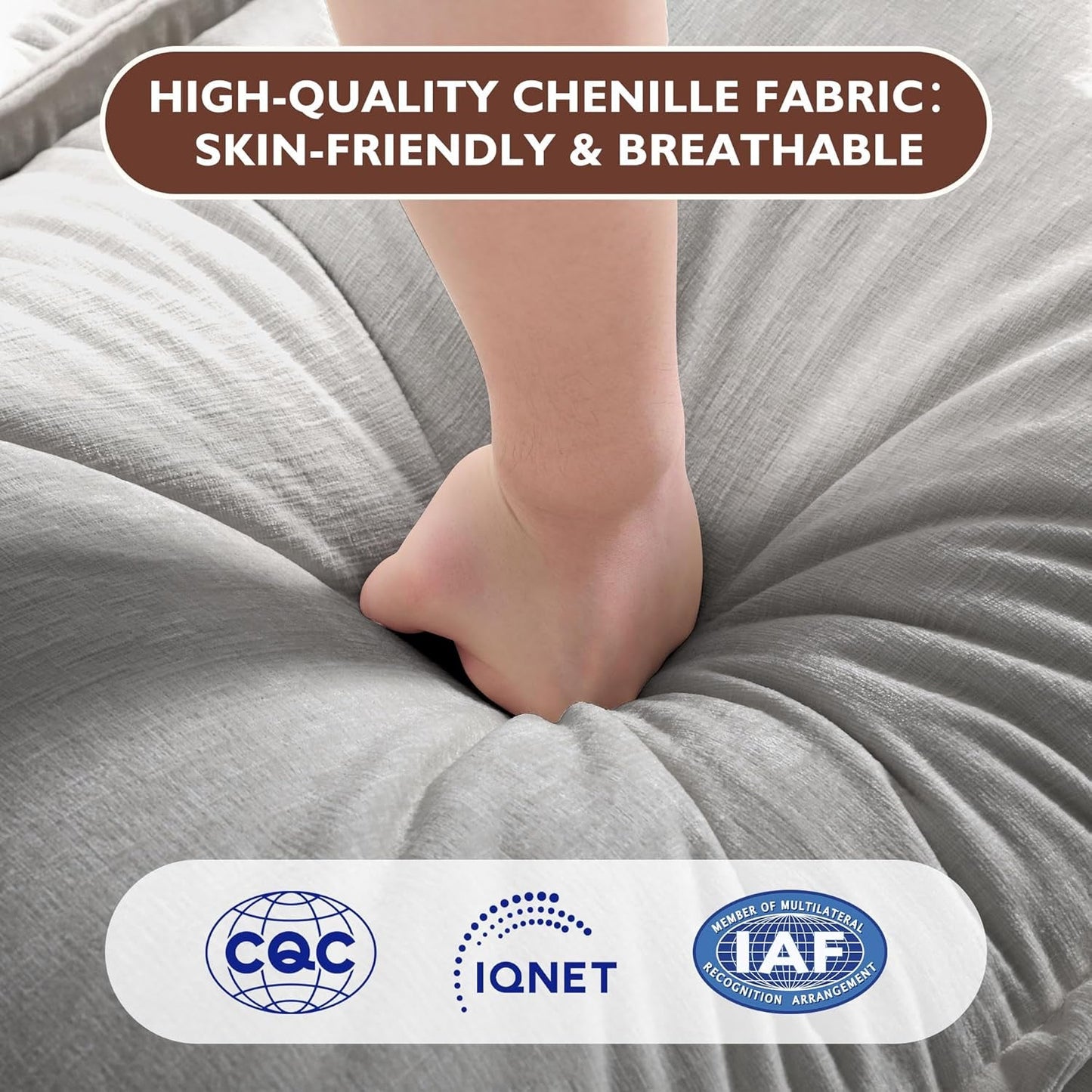 111 Inch L Shaped Modern Glam Sofa Sectional With Ottoman Cloud Foam Cushions Grey Chenille