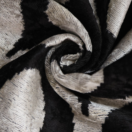 Black Silver Silk Velvet Pillow – 20x20 Handmade Modern Ikat Cushion