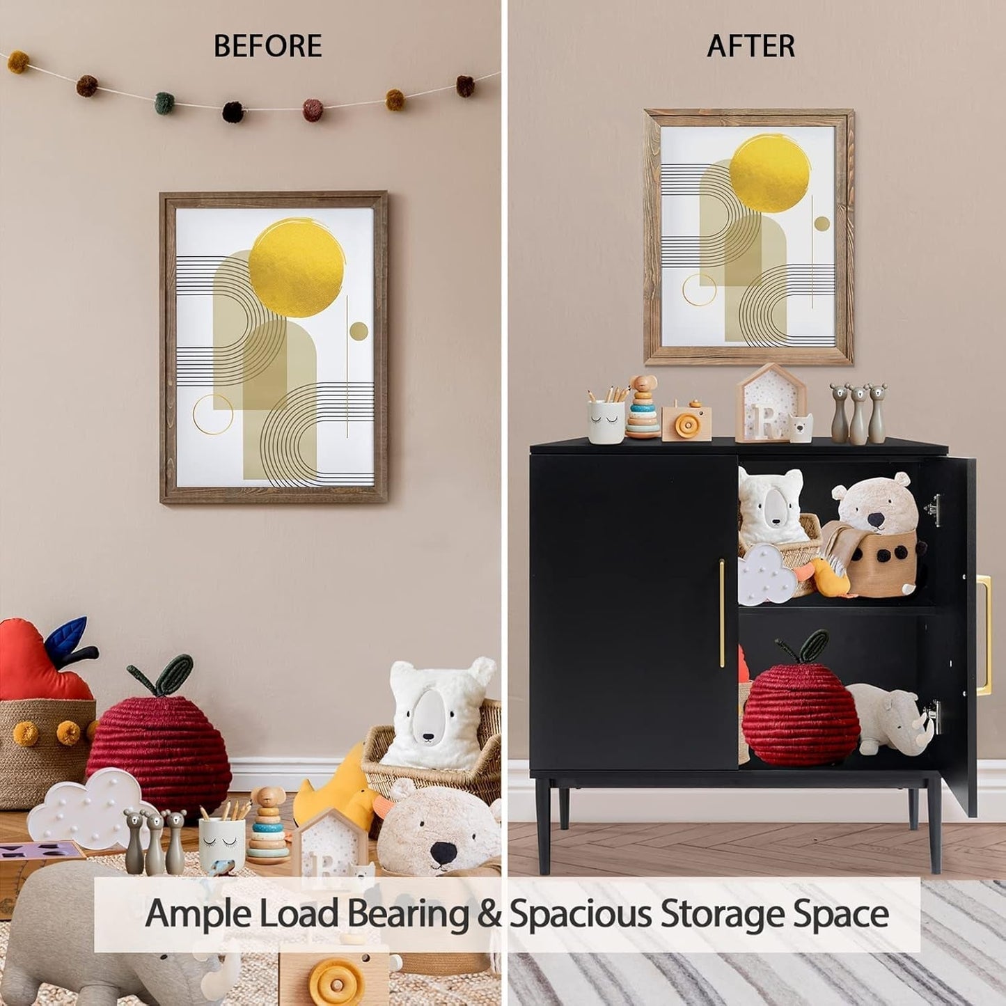 Black Large Buffet Cabinet Sideboard With Ample Storage