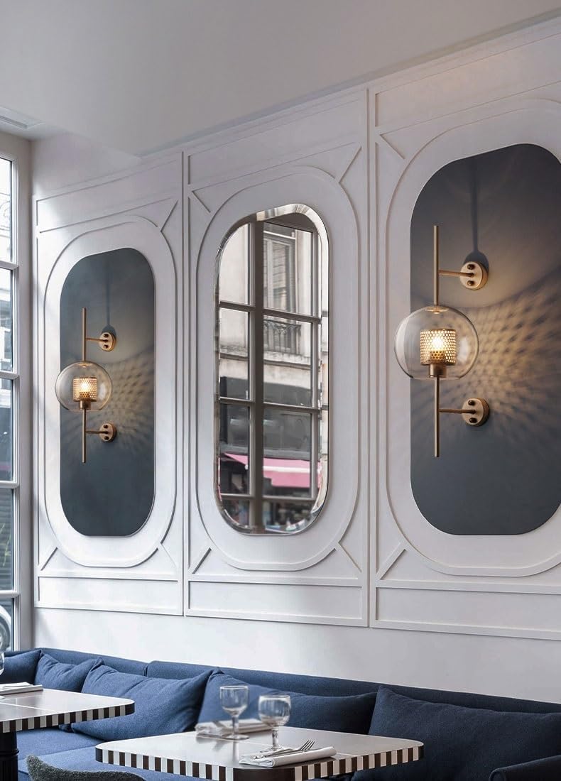 Retro Industrial Luxuries Glass Ball Wall Lamp Sconce with Bronze