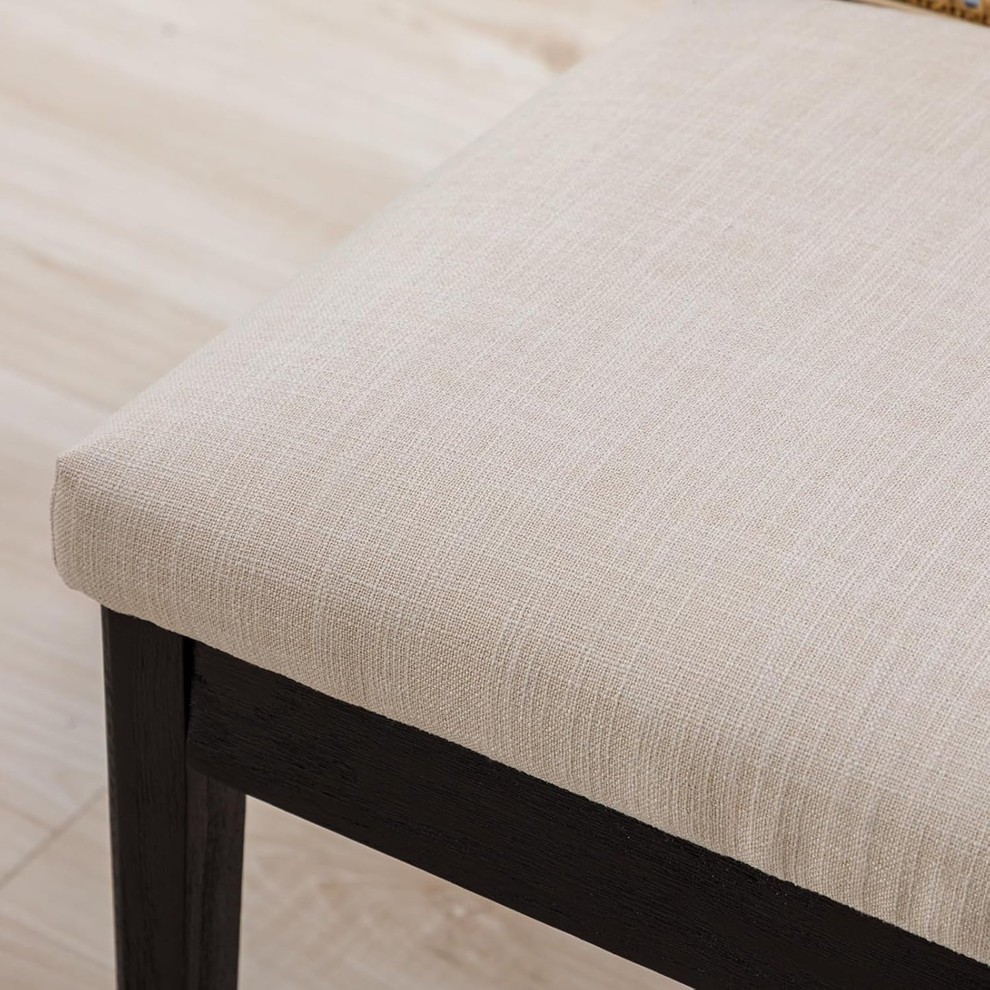 Rattan Dining Chairs Set Of Six Two Tone Black Cream Finish