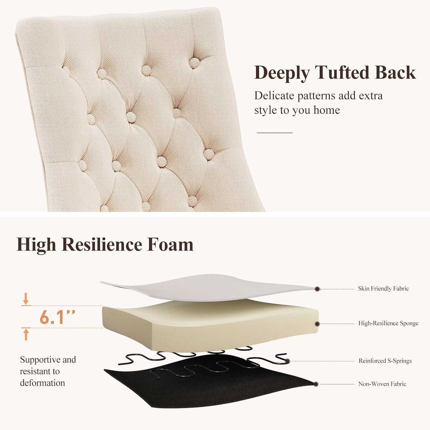 Beige Tufted Contemporary Dining Chairs Collection