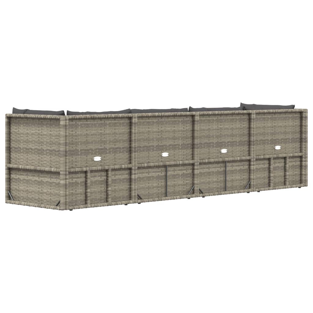 vidaXL 5 Piece Patio Lounge Set with Cushions Gray Poly Rattan