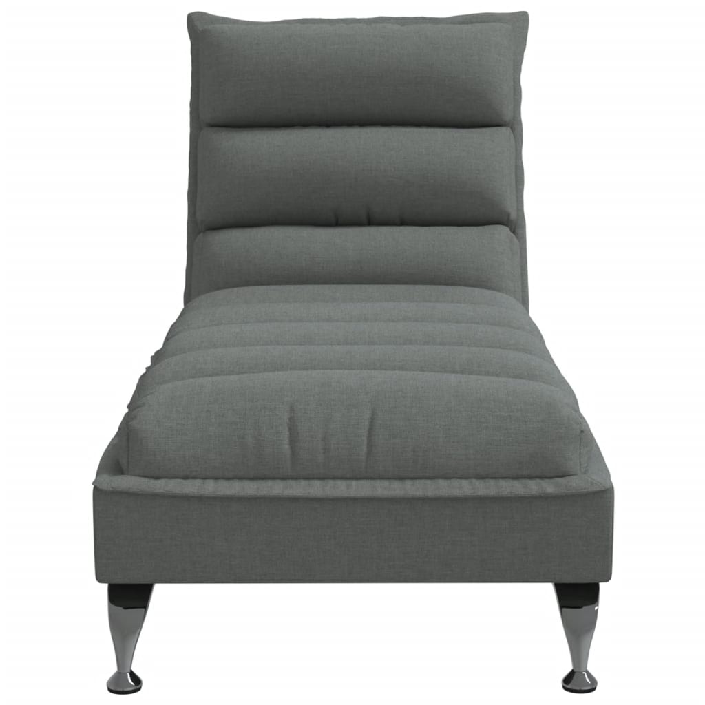 vidaXL Chaise Lounge with Cushions Dark Gray Fabric