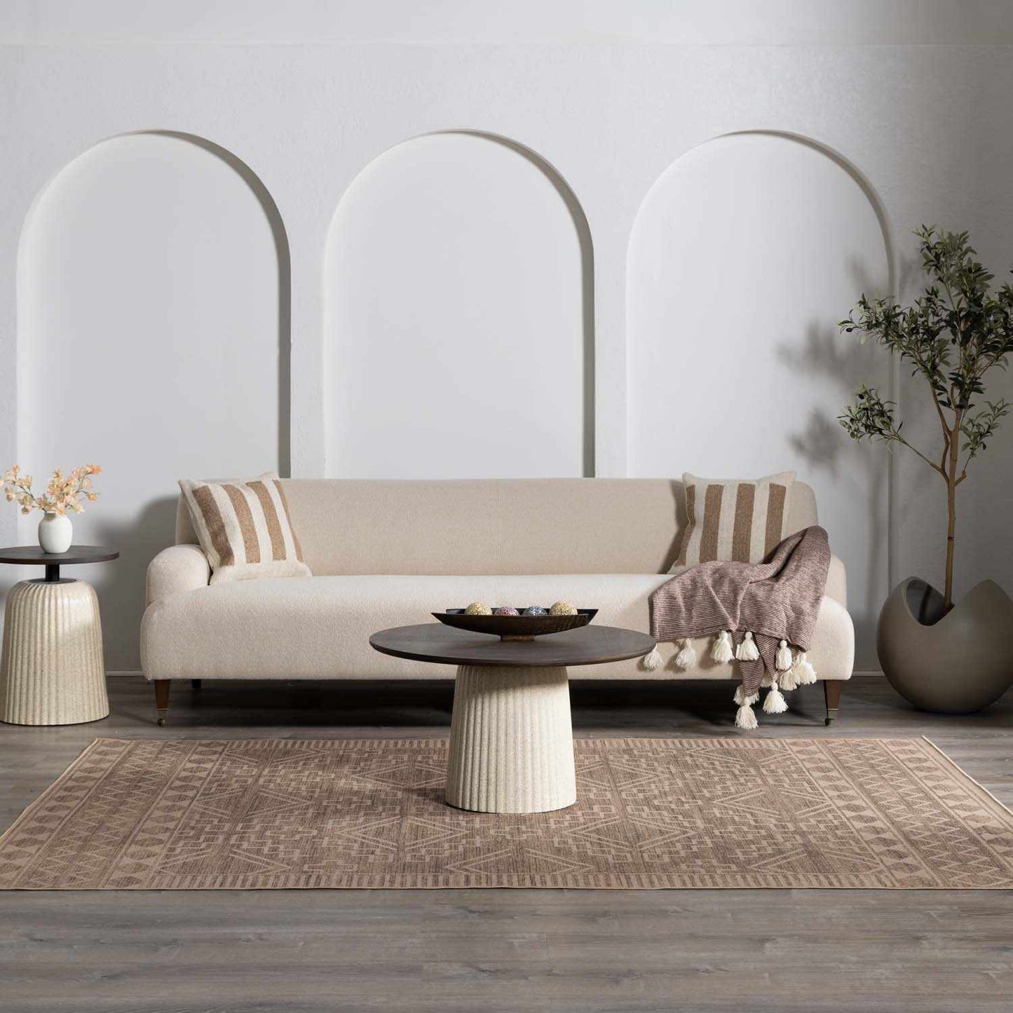 Halle Beige Washable Area Rug - Clearance