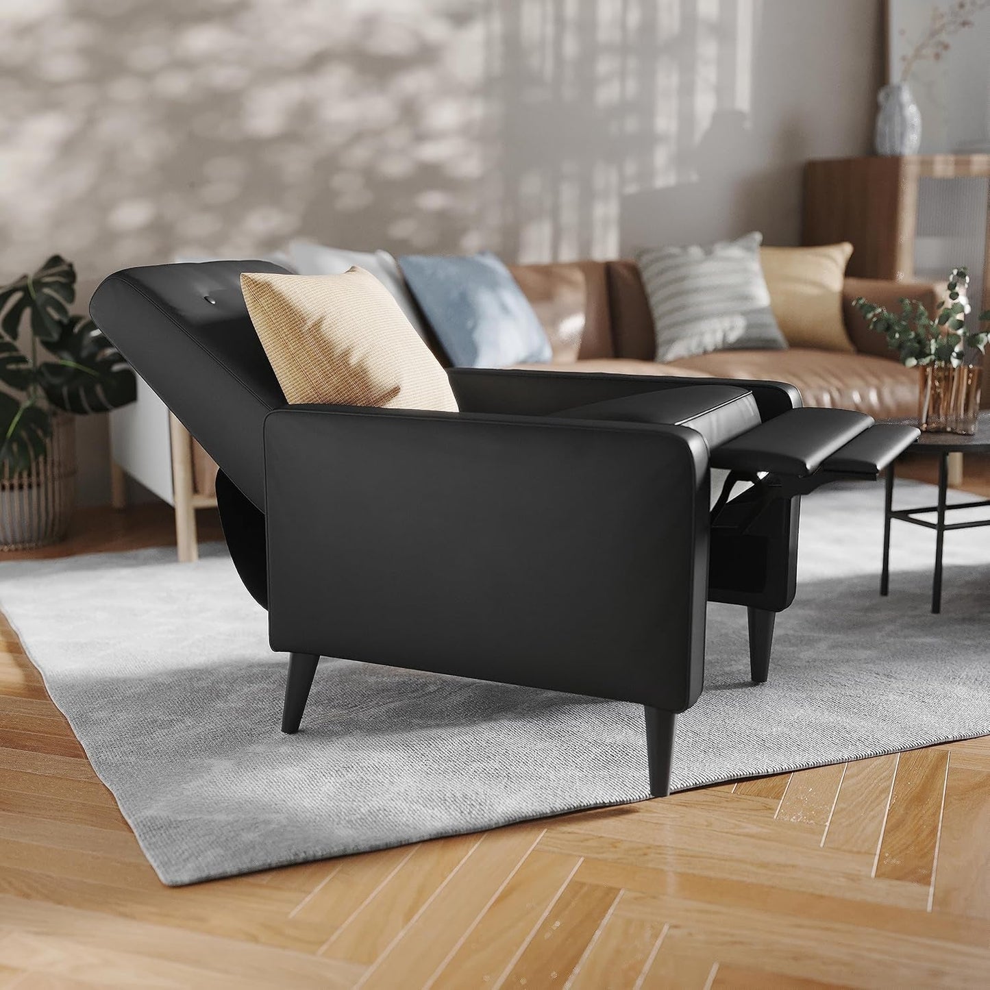 Ezra Pushback Recliner Black LeatherSoft Upholstery