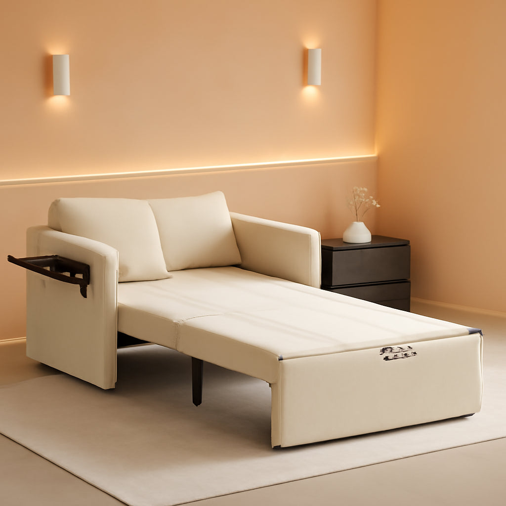 Oversize 45 Inch Sleeper Chair Bed With Wing Table Beige