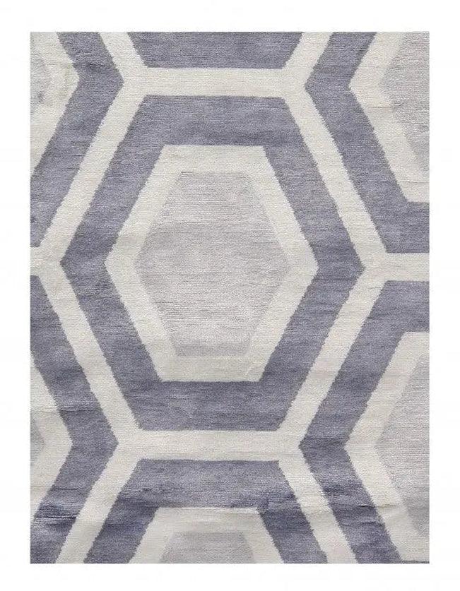 Canvello Gray Color Fine Hand Knotted Modern Rug - 9' X 12'