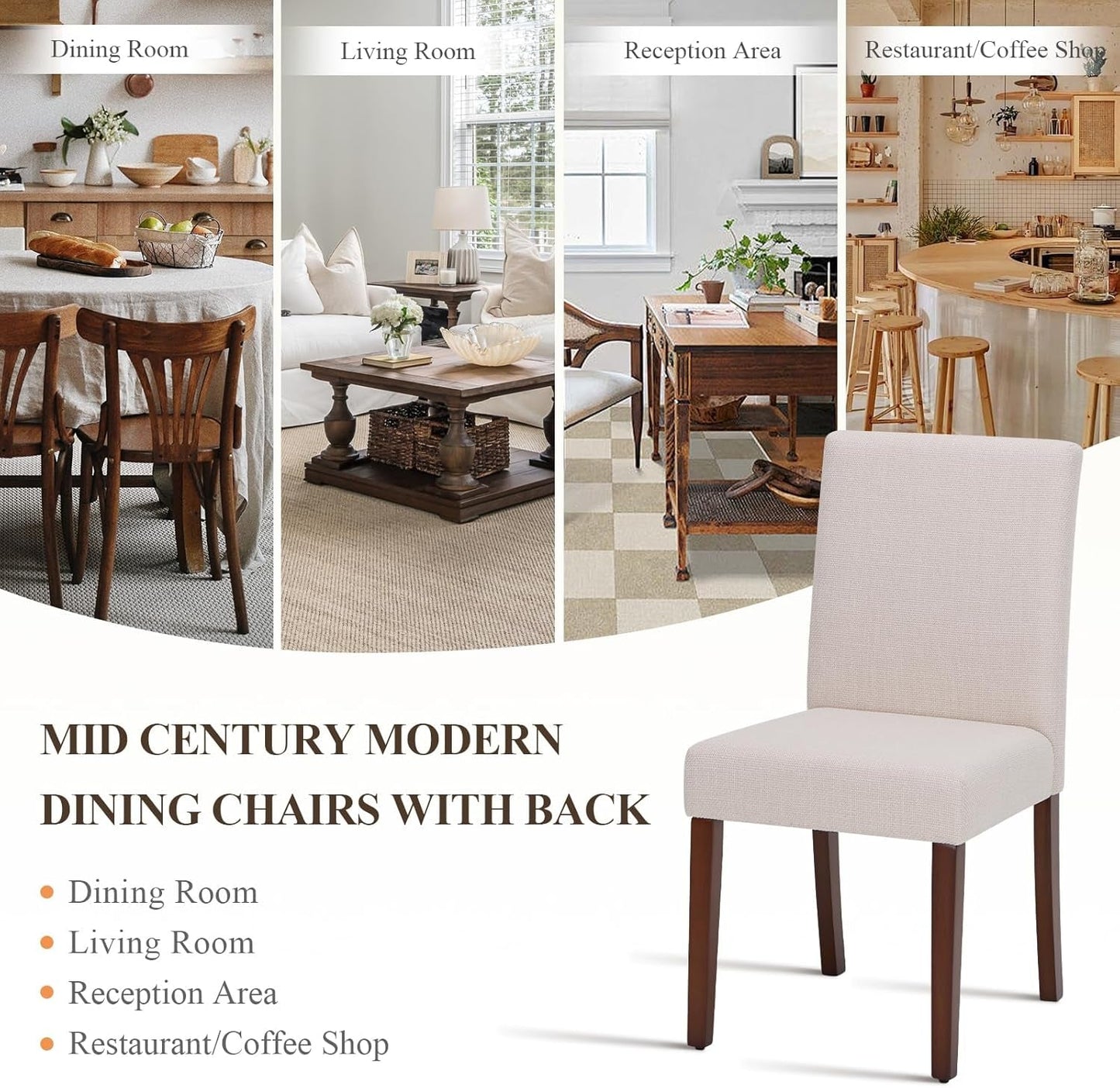 Beige Upholstered Parsons Dining Chairs Collection