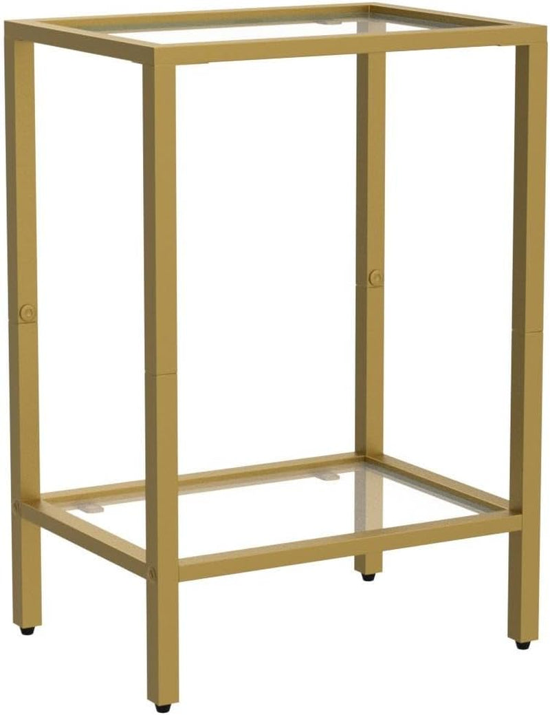 Interlocking Braced Gold Tempered Glass End Tables