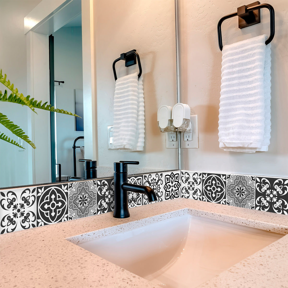 Black and White multiple patterns Tile Stickers for home renovation Model - SB15