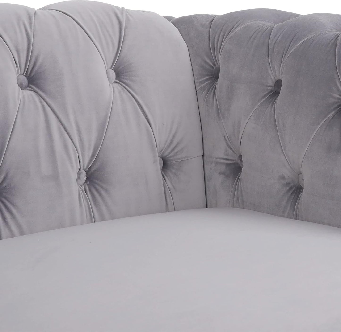 Three Piece Living Room Sofa Set Grey Velvet Chesterfield Sofa Club Chair Loveseat Nailhead Trim