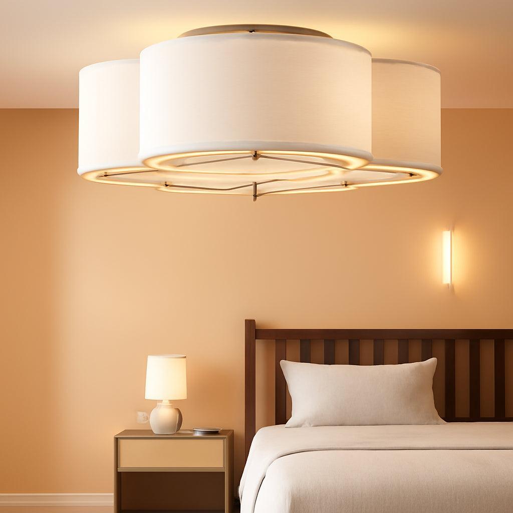 20 Inch Boho White Ceiling Fan With Light Remote Flush Mount