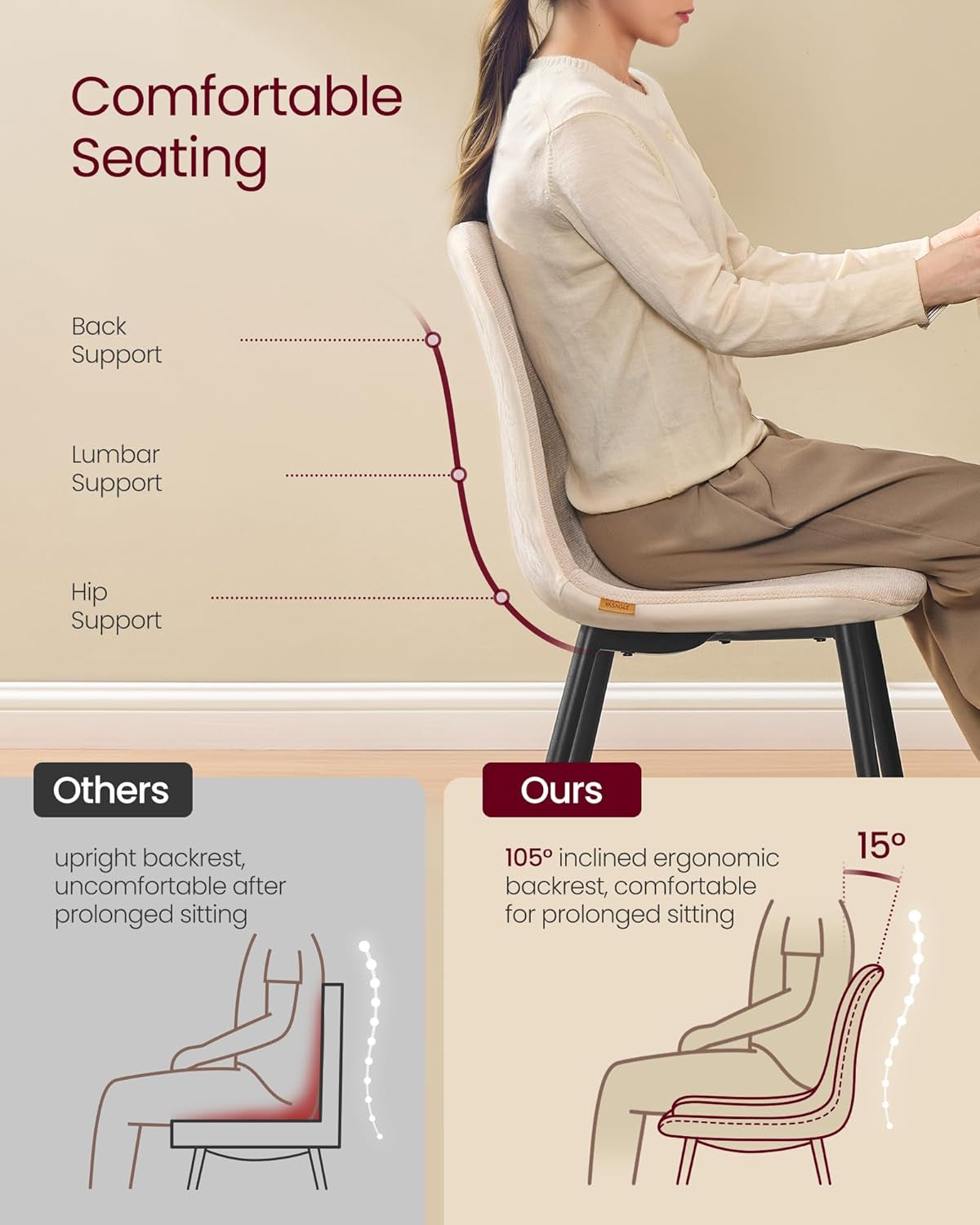 Cream-White Dining Chairs 4-Pack For Kitchen Modern