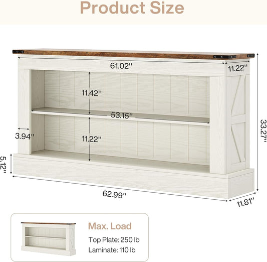 White Brown Farmhouse Entryway Console Table Shelves