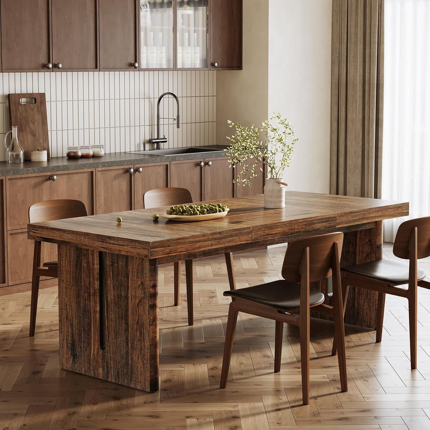 70.8 Inches Deep Brown Rustic Farmhouse Dining Table