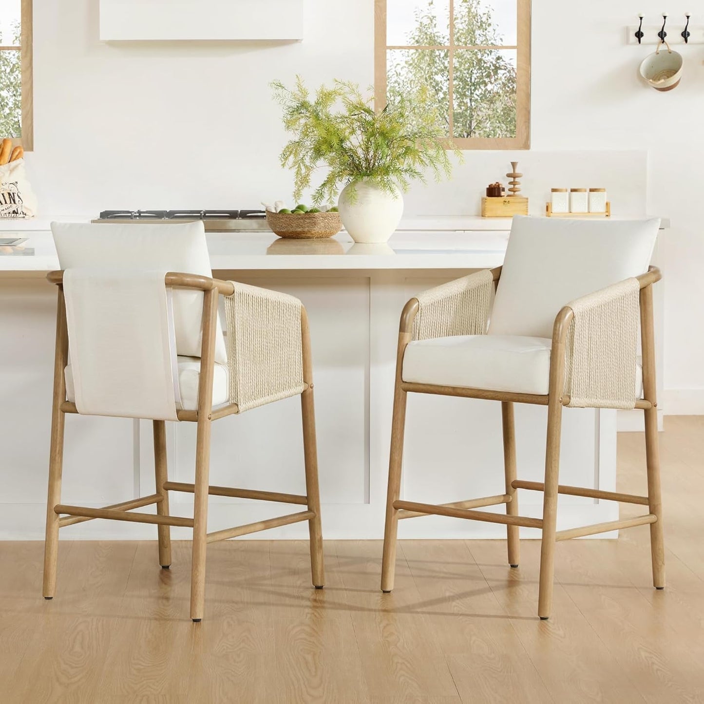 Cream 27 Inch Counter Height Bar Stools Set Of 2 For Kitchen Island