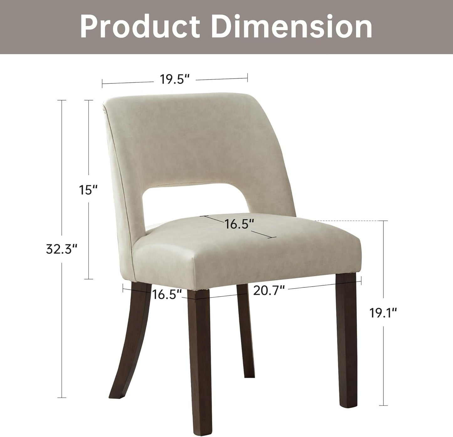 Beige Faux Leather Dining Chairs ErgonomicDesign Set
