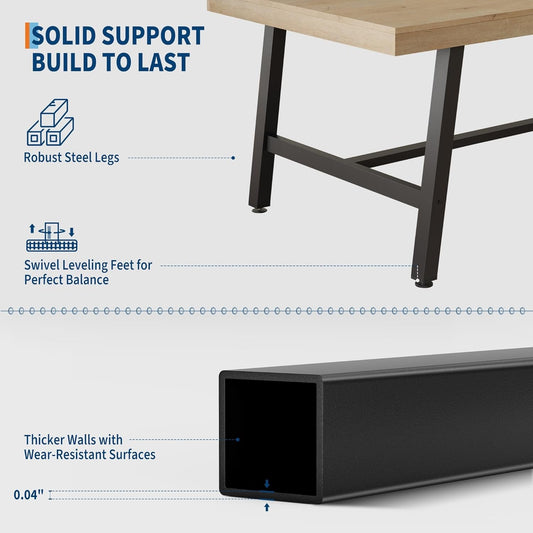 Industrial Dining Table 70.87 Inch Rustic Brown Wood