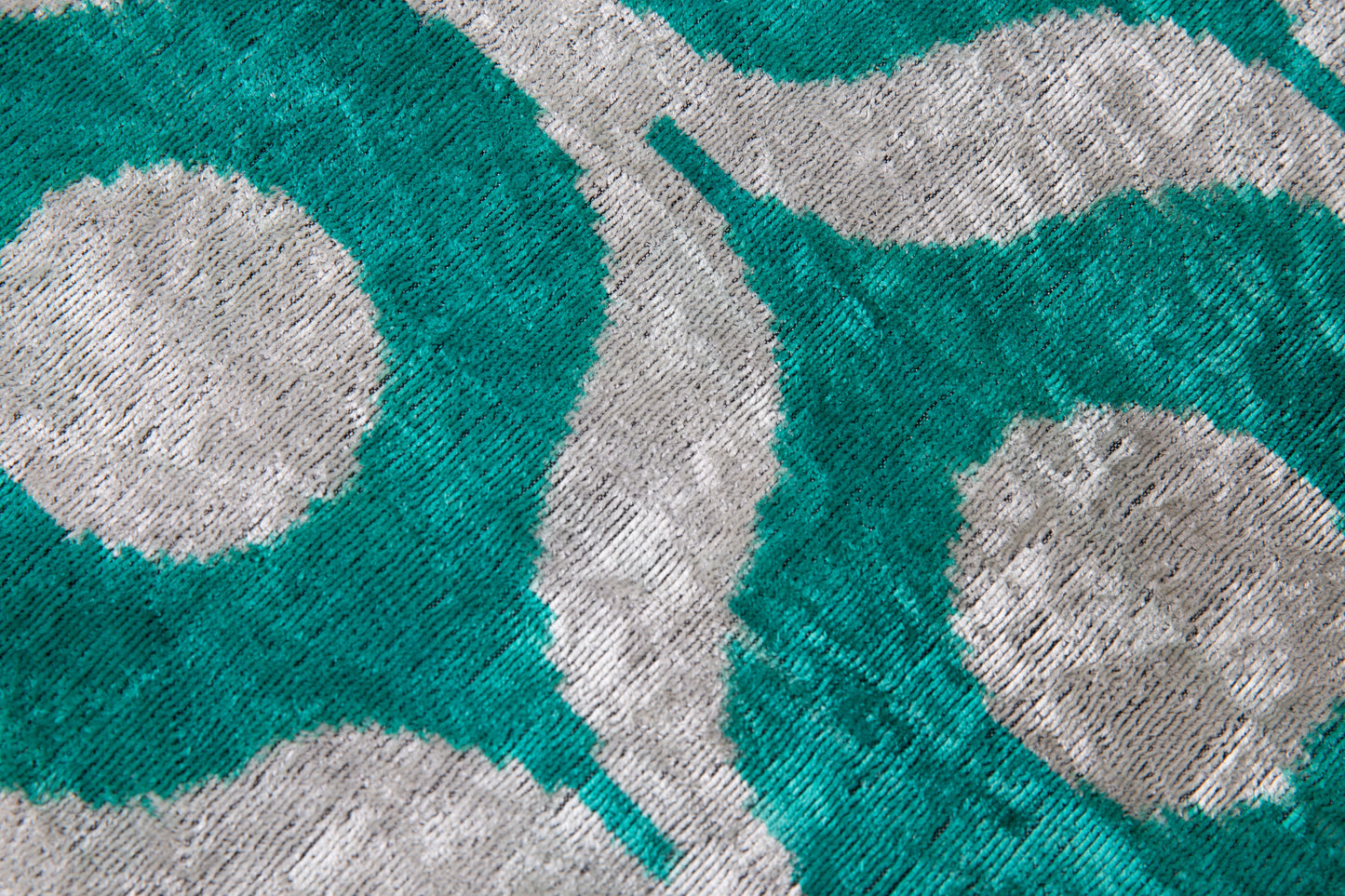 Handmade Velvet Throw Pillow - 16x16 Inches, Naturally Vegetable-Dyed, Premium Down Feather Insert - Teal and Beige Geometric Circle Design, Luxury Home Decor Accent