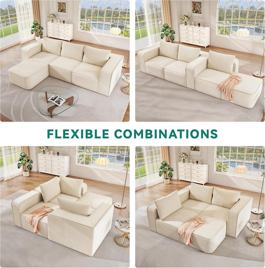 107 Inch Cloud Modular Sofa with Deep Seats Comfort