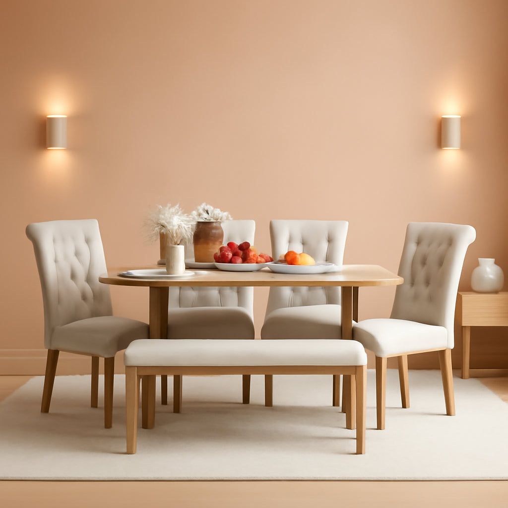 Industrial Solid Wood Rectangular Dining Table Set