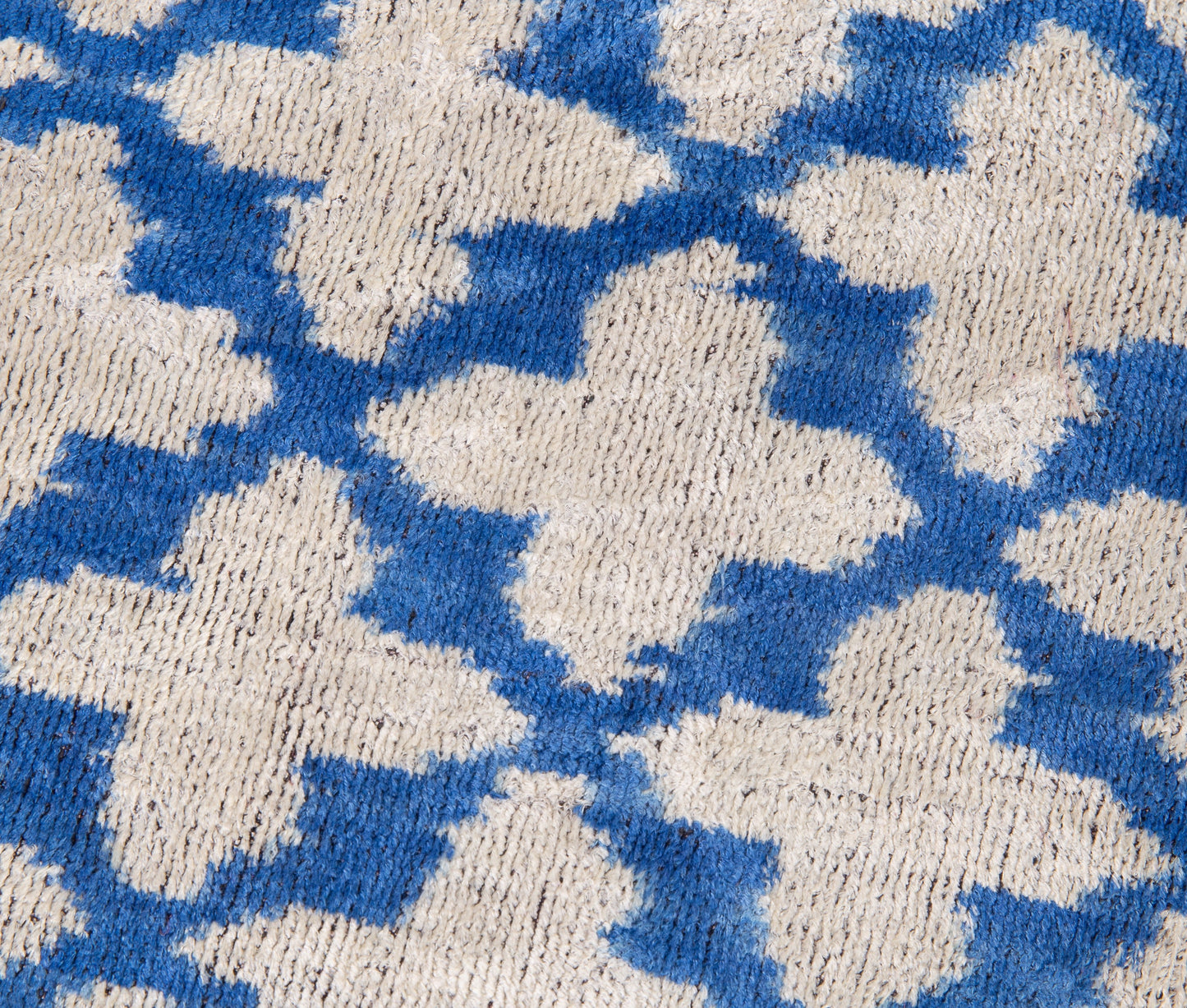 Handmade Velvet Throw Pillow - 16x24 Inches, Naturally Vegetable-Dyed, Premium Down Feather Insert - Blue and Beige Moroccan Trellis Design, Luxury Home Decor Accent