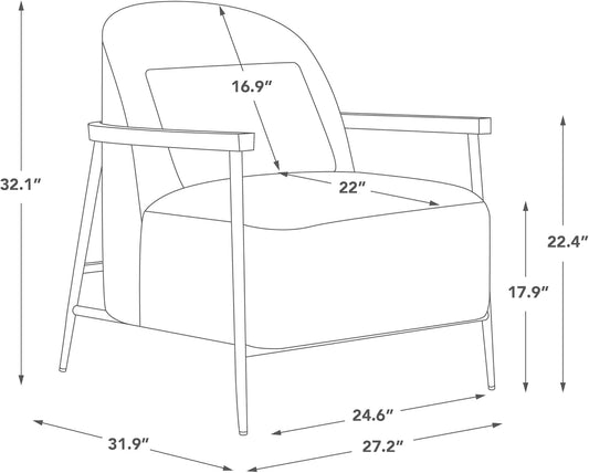 Ivory Faux Sherpa Armchair With Metallic Framework