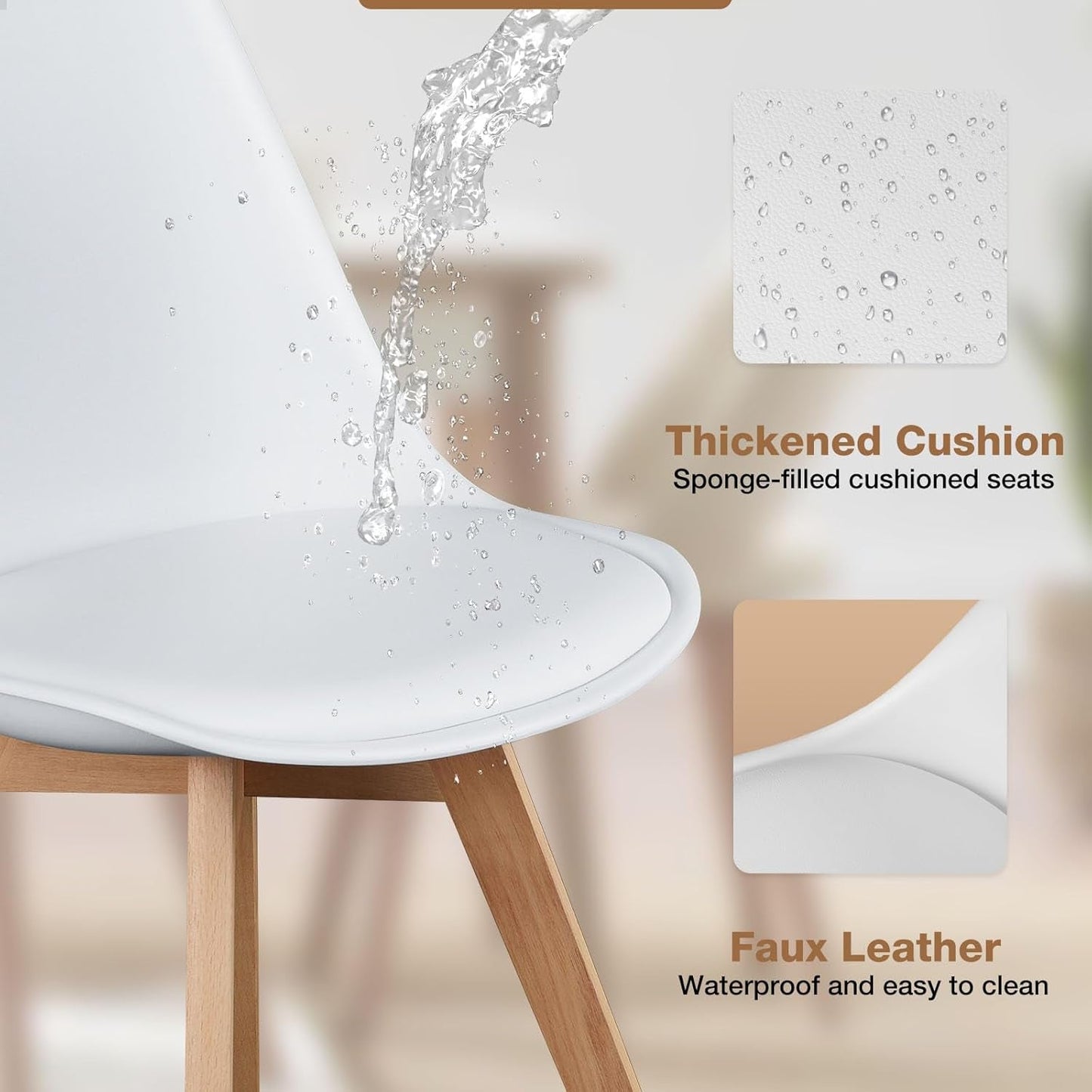 SetOfFour White Contemporary PU Leather Dining Chairs