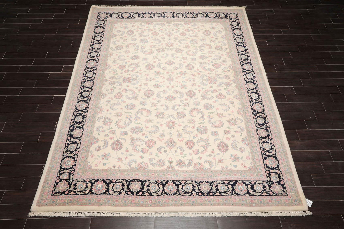 8'10" x 12'3" Hand Knotted Traditional Superfine Wool Oriental Area Rug Ivory