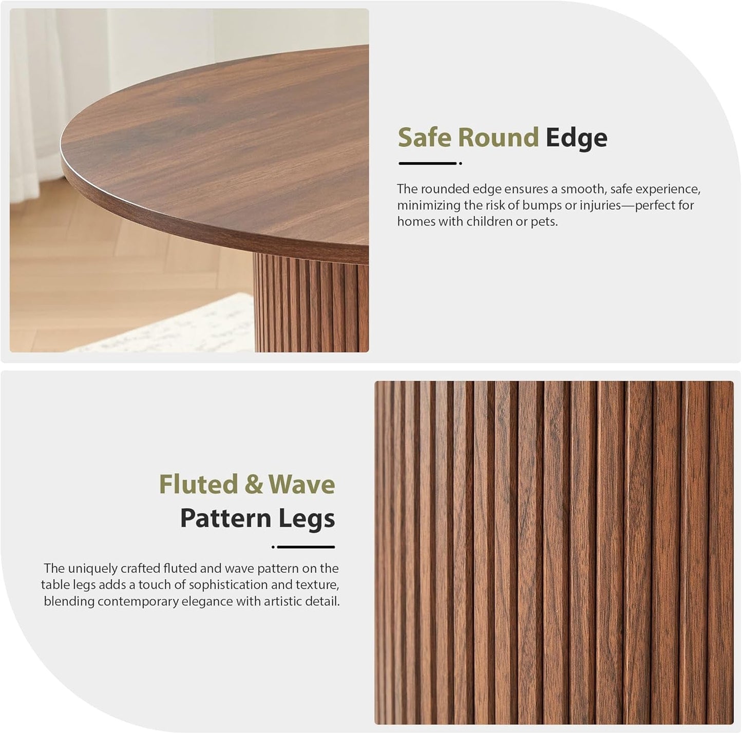 31.5 Inch Walnut Round Dining Table For Two To Four