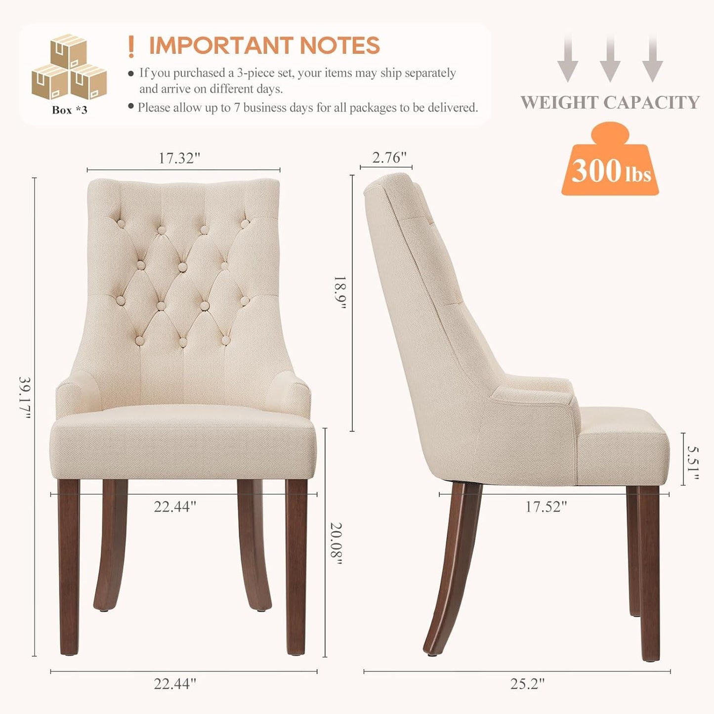 Beige Tufted Contemporary Dining Chairs Collection