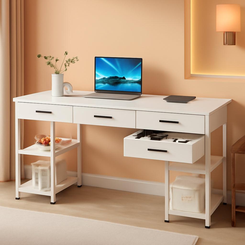 White 48 Inch Contemporary Premier Desk With Drawers