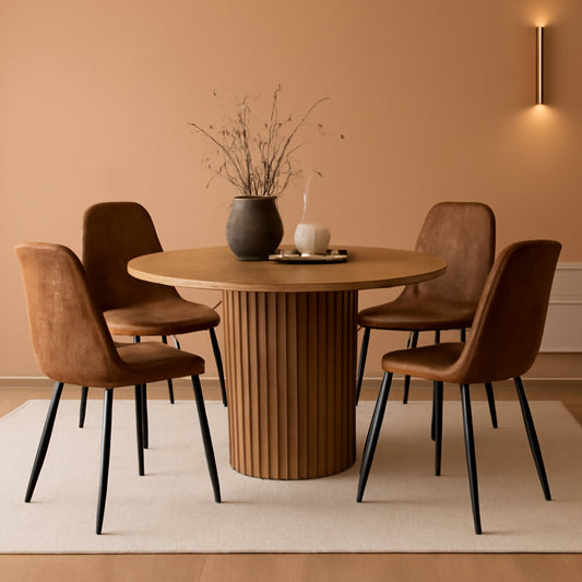 Round Dining Table Set For Four Engineered Wood Finish