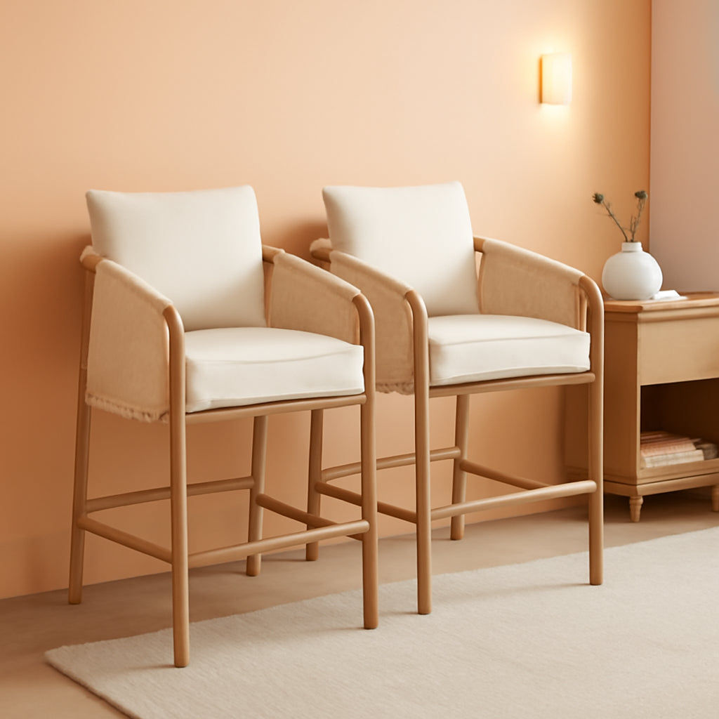 Cream 27 Inch Counter Height Bar Stools Set Of 2 For Kitchen Island