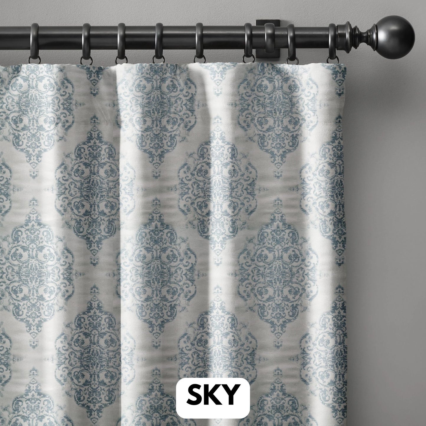 Luxury Damask Silk Jacquard Curtains | Blackout & Light Filtering Lined Drapes | Standard & Made to Measure