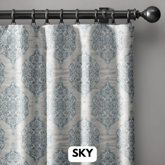 Luxury Damask Silk Jacquard Curtains | Blackout & Light Filtering Lined Drapes | Standard & Made to Measure