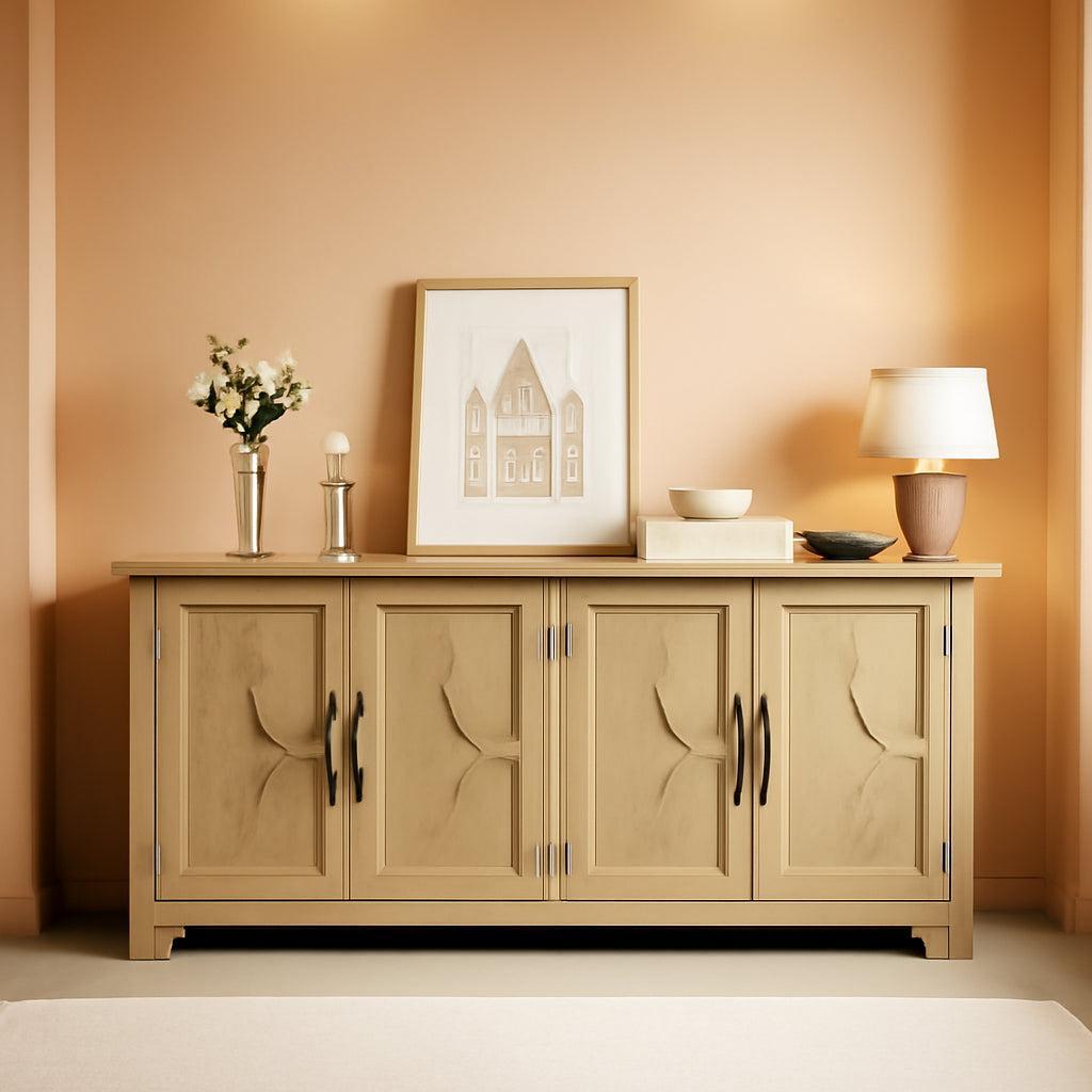 60 Inch Sideboard Buffet Cabinet With Open Storage