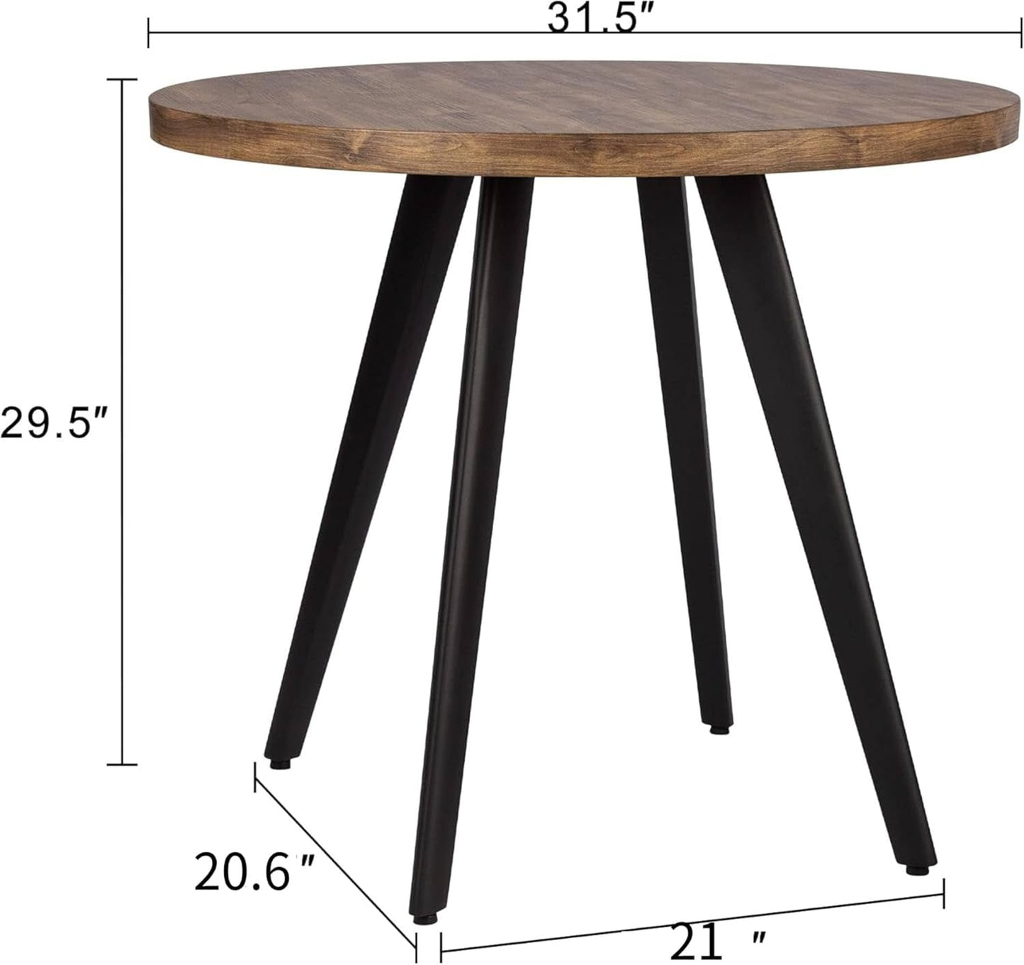 Contemporary Rustic Walnut Wood Dining Table 31.5in Round