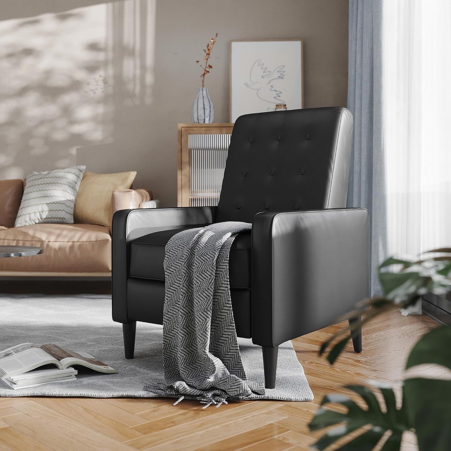 Ezra Pushback Recliner Black LeatherSoft Upholstery