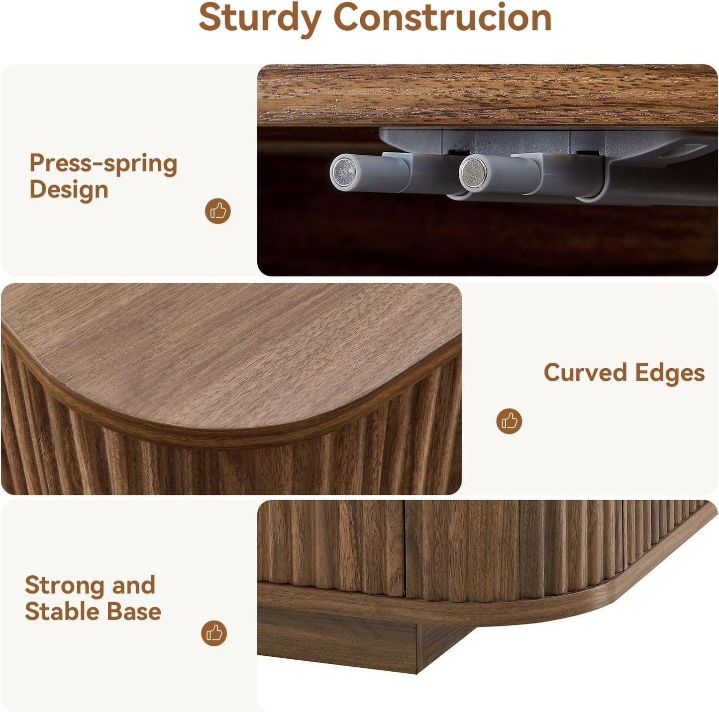 64 Inch Walnut Contemporary Buffet Sideboard Cabinet