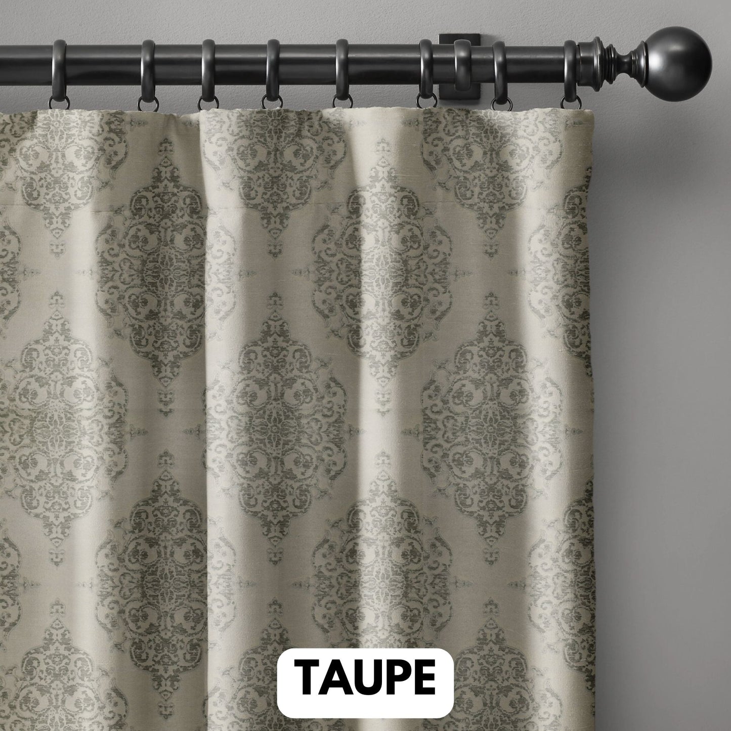 Luxury Damask Silk Jacquard Curtains | Blackout & Light Filtering Lined Drapes | Standard & Made to Measure