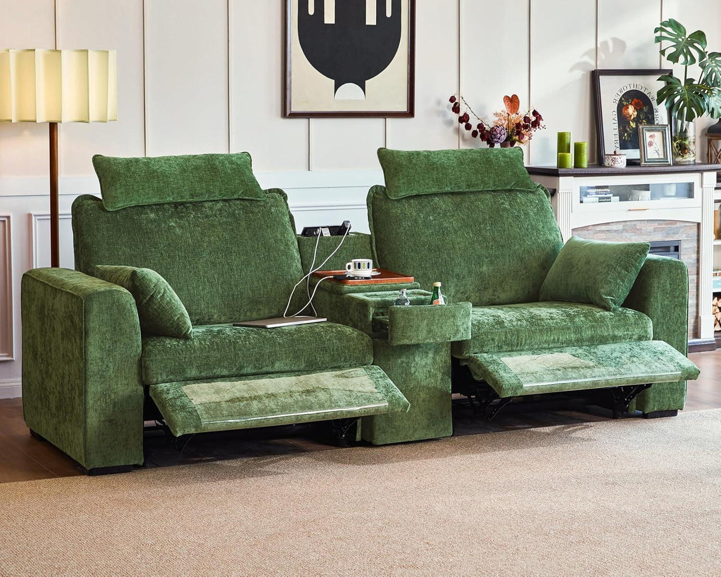 Green Oversized Power Recliner Sofa For Living Room