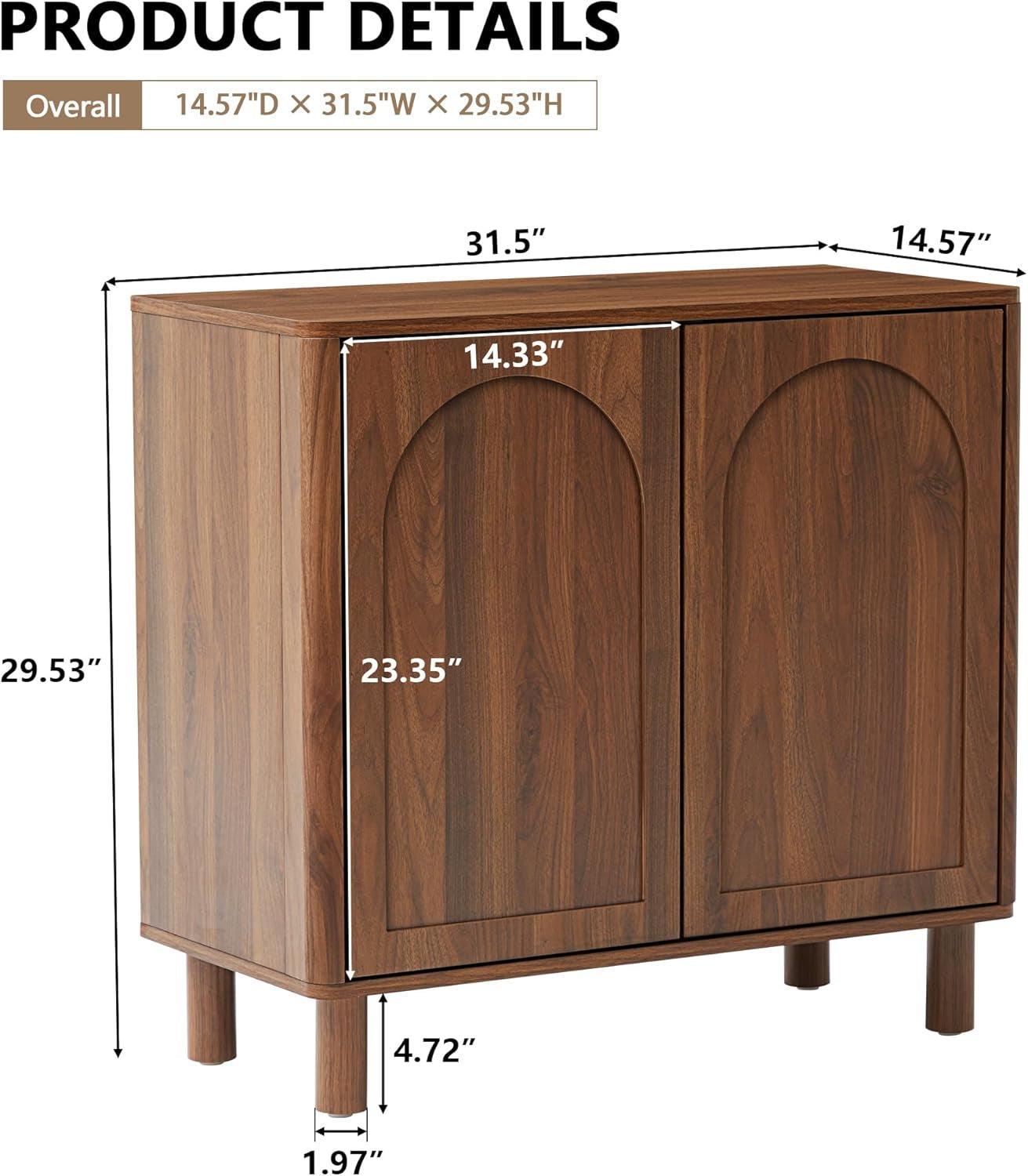 Walnut Modern Sideboard Buffet Cabinet Arched Doors