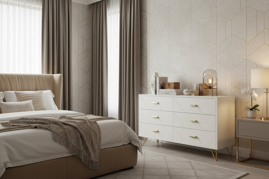 White 6 Drawer Dresser With Wide Drawers For Bedroom