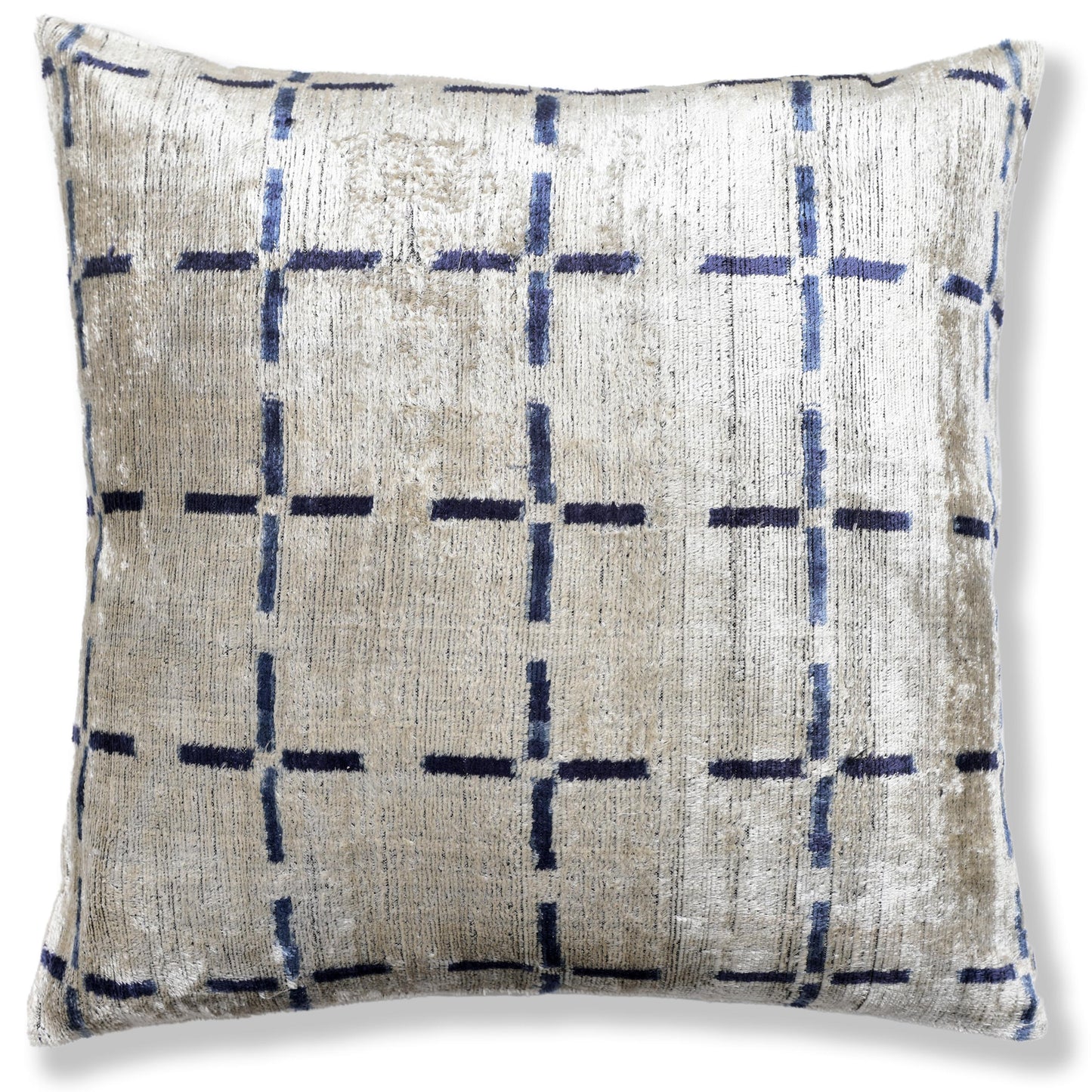 Handwoven Silk Velvet Grid Pillow 20x20 Inch | Organic Modern Luxury Accent Cushion