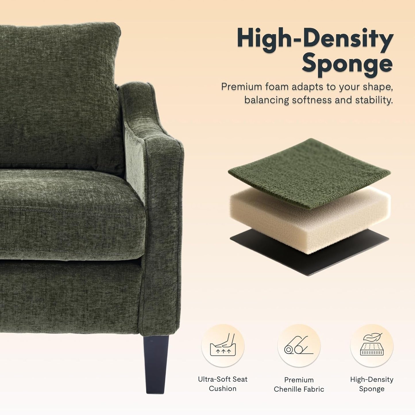 Compact Chenille Accent Chairs With Removable Covers